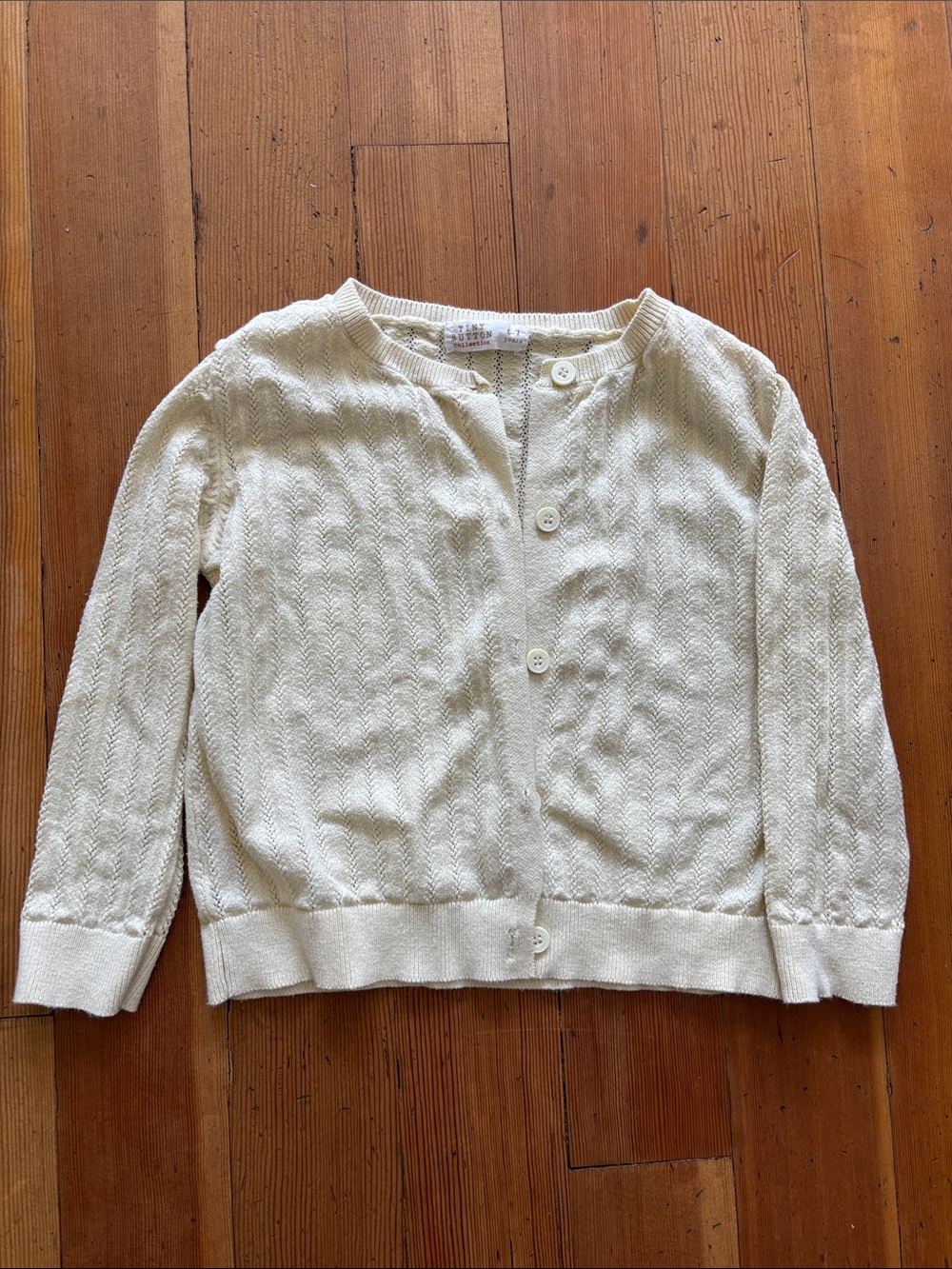 Girls' Ivory Button-Down Knit Cardigan - Lightweight Layer